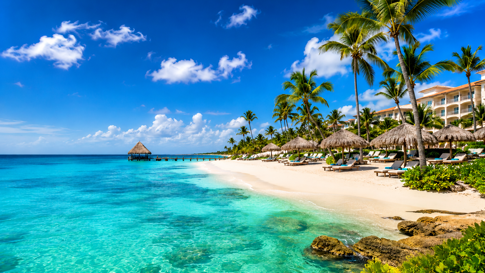Resort tropical en el Caribe y México con playa cristalina