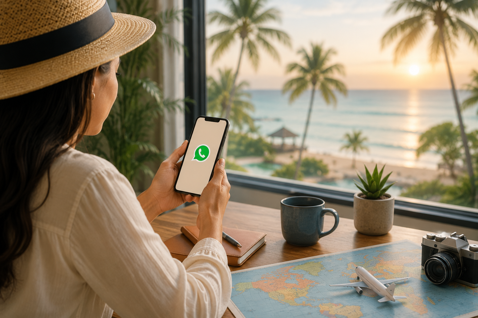 Persona cotizando viaje por WhatsApp